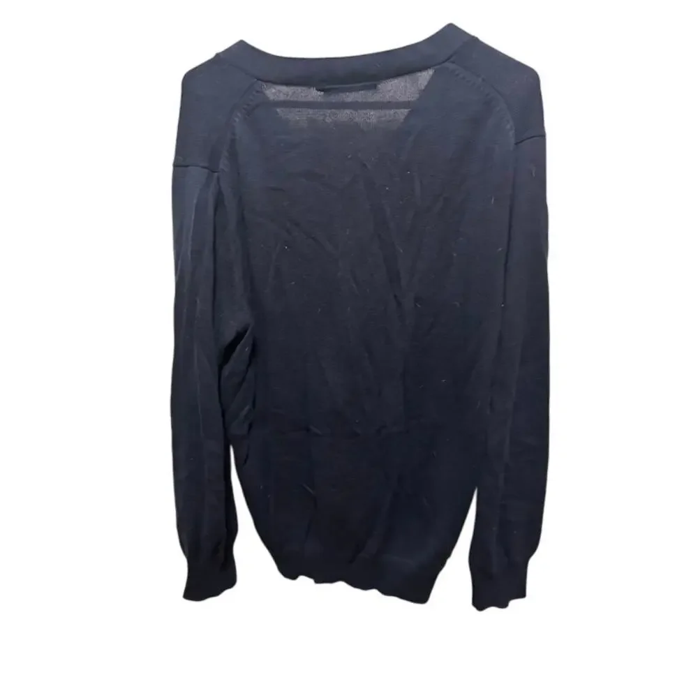 J Crew Cardigan Sweater Mens Large Navy Blue Button Front Pockets Classic Casual